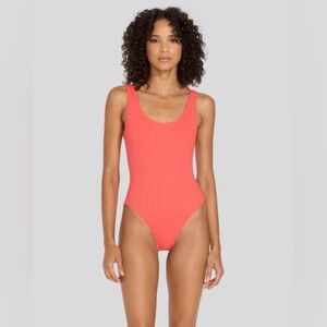 SOLID & STRIPED Vibrant Coral One-Piece Swimsuit